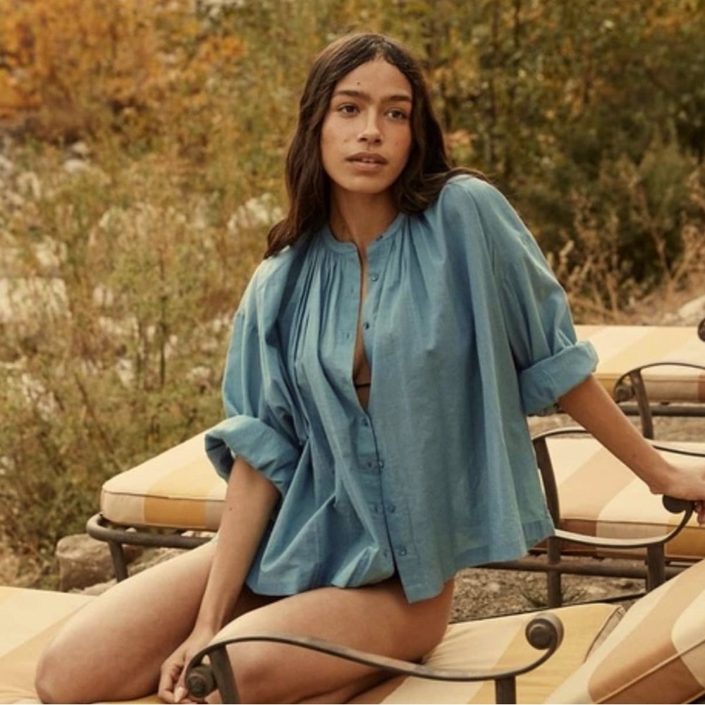 Doen Jane Blouse in riviera blue XS